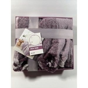 Check Throw  50in x 60in Lavender Colors Soft Wool In Gift Package